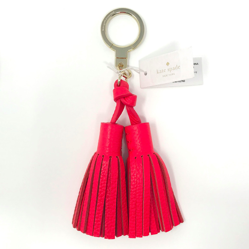 KATE SPADE Red Tassel Gold Hardware Key Ring Fob